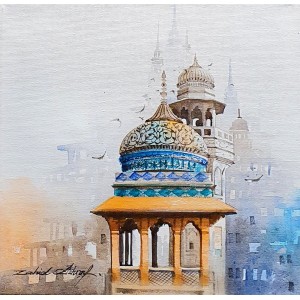 Zahid Ashraf, 12 x 12 inch, Acrylic on Canvas, Cityscape Painting, AC-ZHA-129